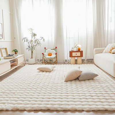 Alfombra felpa conejo blanco 8x10ft suave para niños