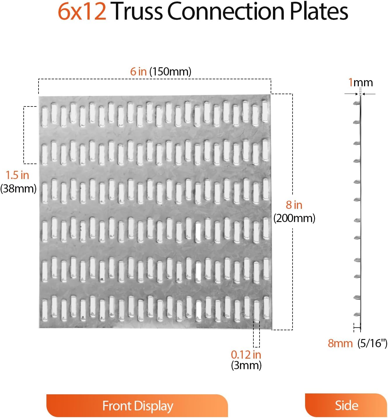 20 Pzas Placas Galvanizadas 6x6pulg Refuerzo Techo Piso