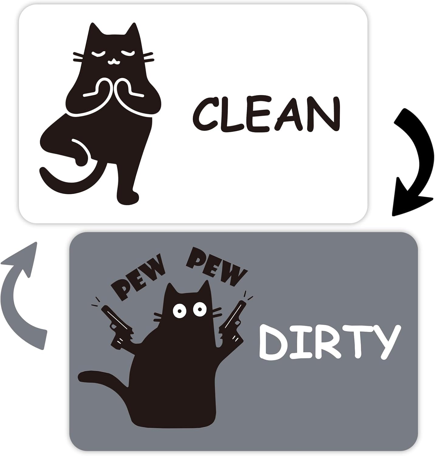 Imán para lavavajillas con diseño de gato negro, resistente a arañazos, doble cara