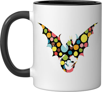 Taza cerámica para niños Dot Colorful Dragon negra/blanca