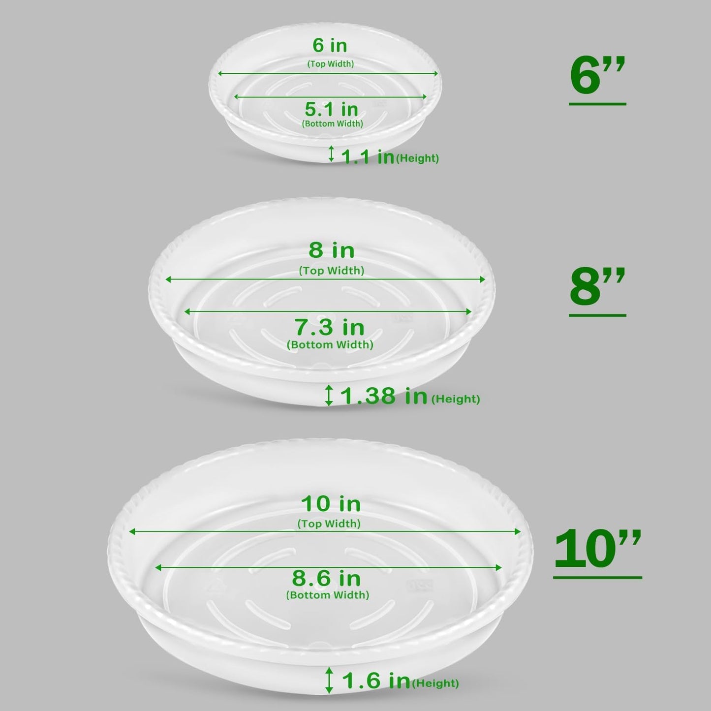 9 Platillos para Plantas 6-10pulg Bandejas Resistentes
