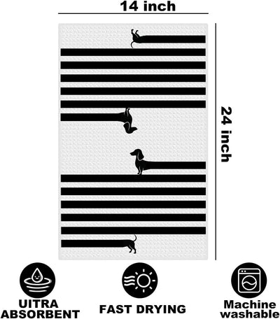 Toallas de cocina de perro salchicha con tapón para botella de vino 24 x 14
