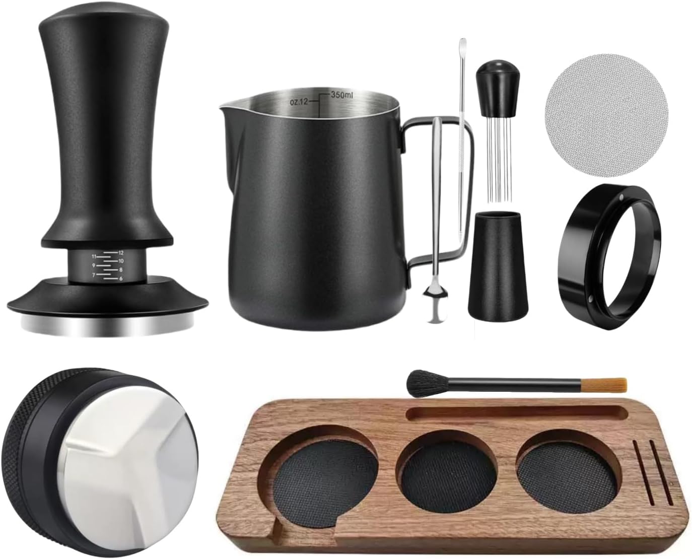 Kit 10 Pzas Accesorios Espresso Estación Madera Jarra Espuma
