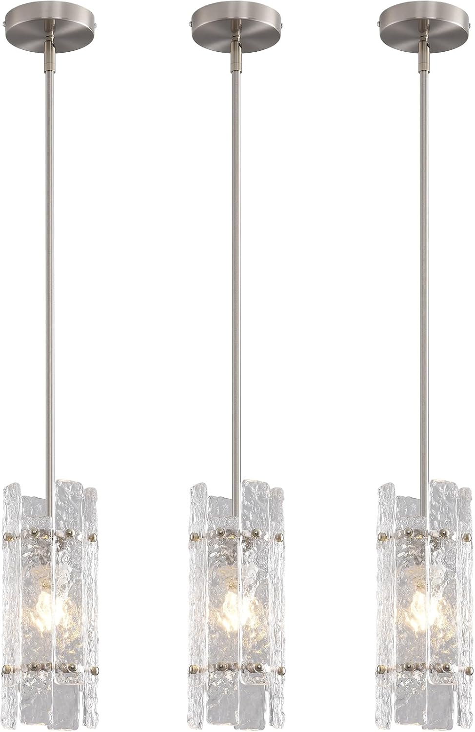 Lámpara colgante cristal níquel isla cocina ajustable