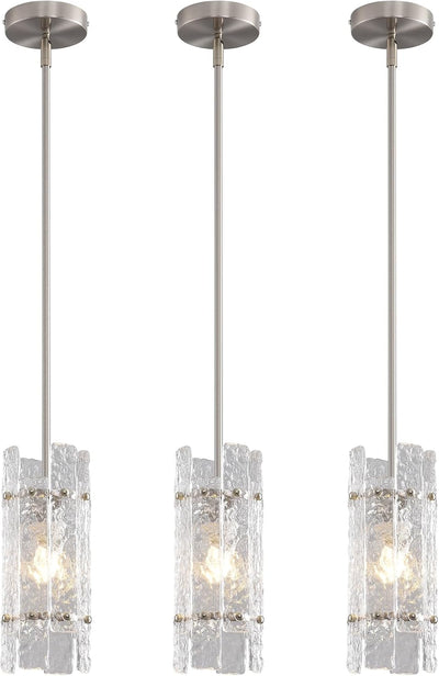 Lámpara colgante cristal níquel isla cocina ajustable