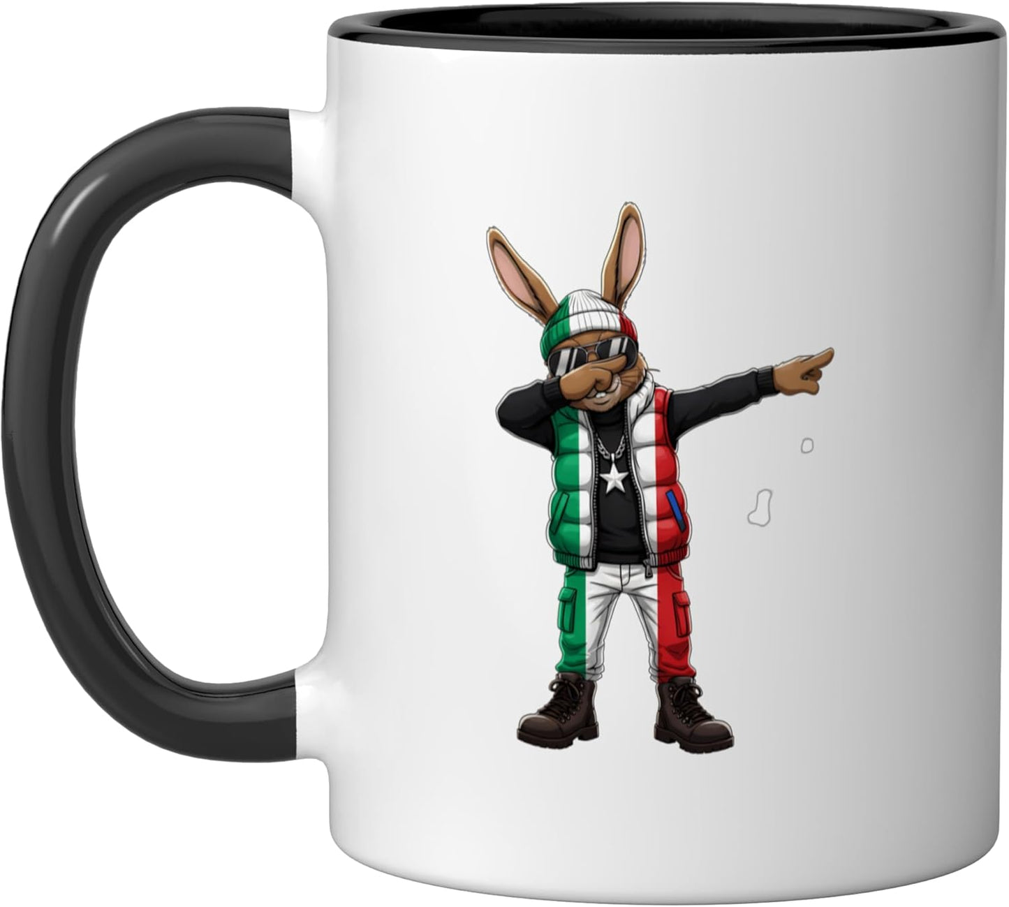 Taza cerámica bandera de Italia negra/blanca
