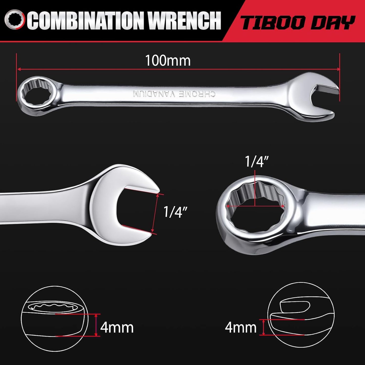 Llave combinada SAE 1/4 pulg acero galv CR-V
