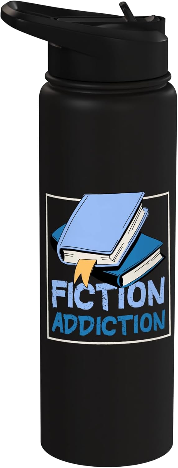 Botella de agua acero inoxidable aislada para lectores y amantes de libros