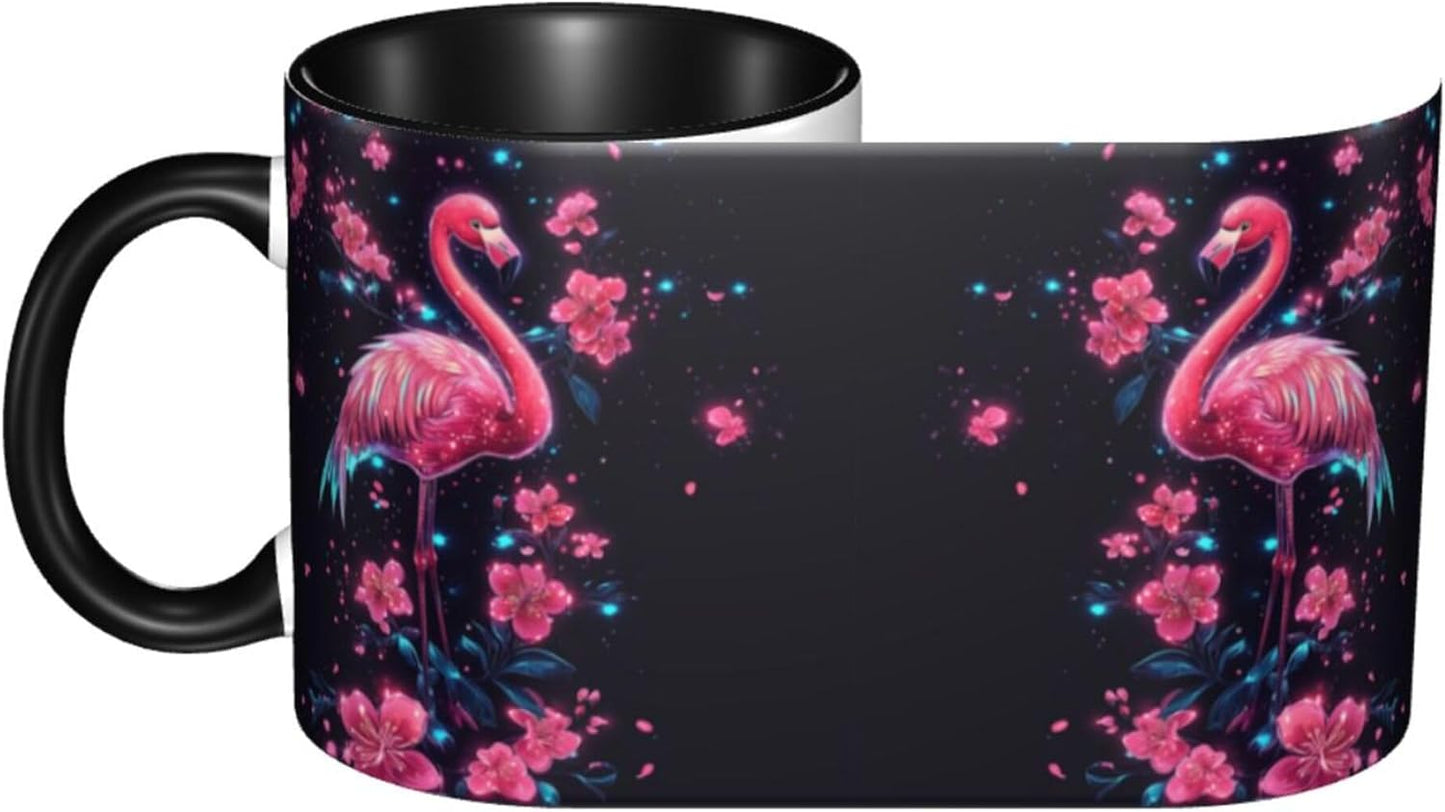 Taza de café de flamenco de cerámica, té 11 oz con asa, regalo oficina y hogar