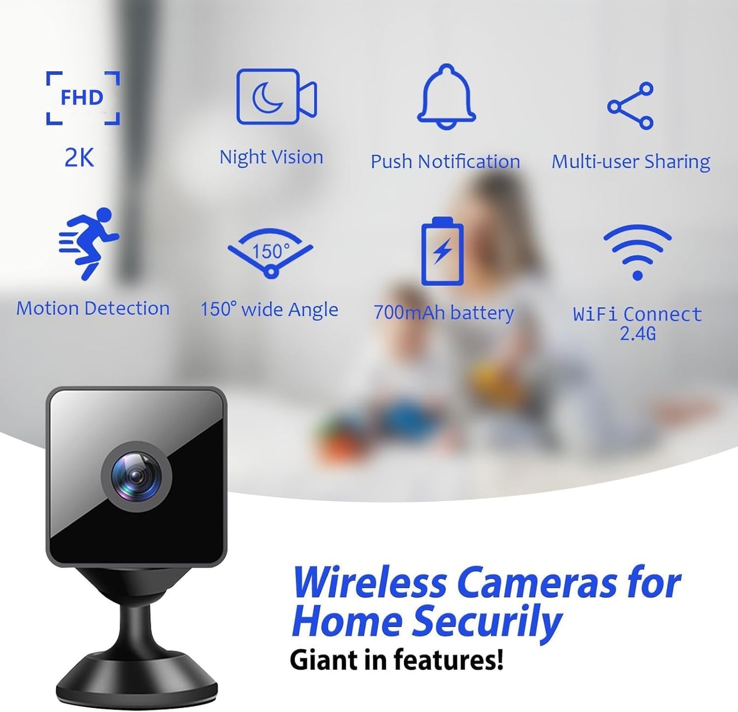 Cámara espía 2K WiFi visión nocturna con app