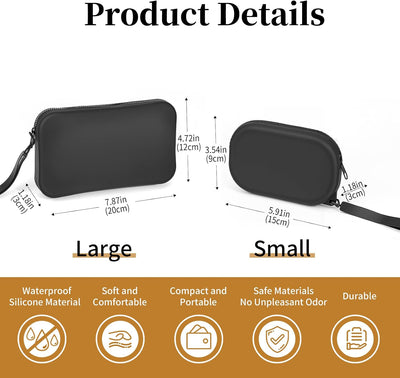 Bolsa maquillaje silicona portátil 2 pzas negro