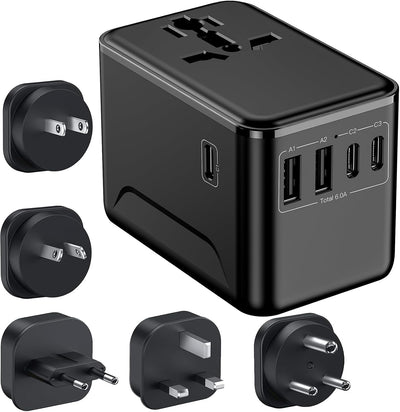 Adaptador viaje universal enchufe D carga 3xUSB-C