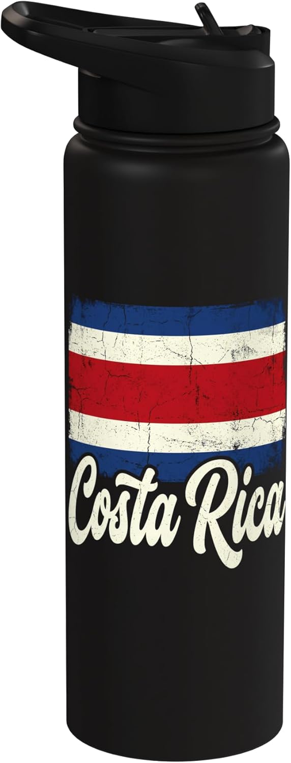 Bottella de agua aislada con bandera de Costa Rica