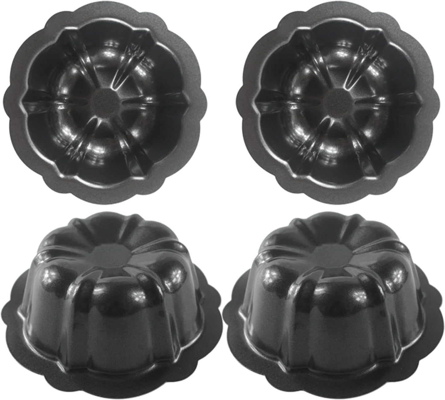 Molde estriado de acero al carbono para tartas Kugelhopf y brownies, juego de 4