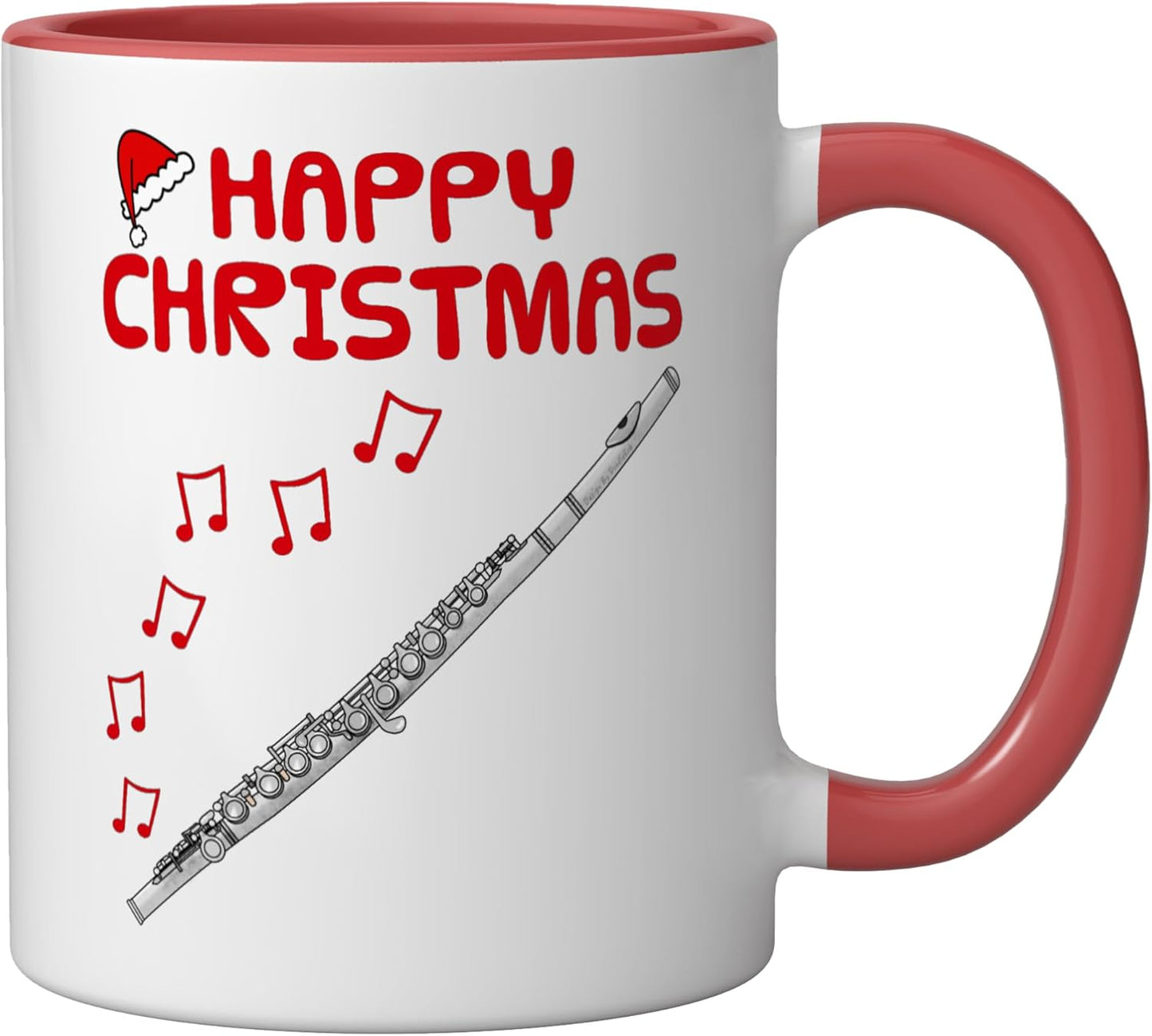 Taza cerámica para flautista profesor de música navideña roja/blanca