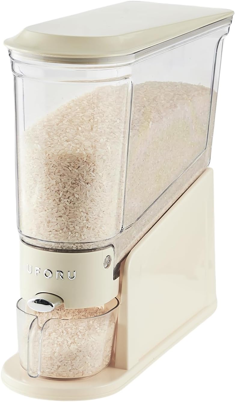 Dispensador arroz 11lb con 4 organiz. cereales herméticos