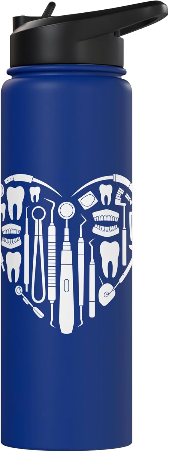Set de instrumentos dentales de acero inoxidable con botella de agua aislada