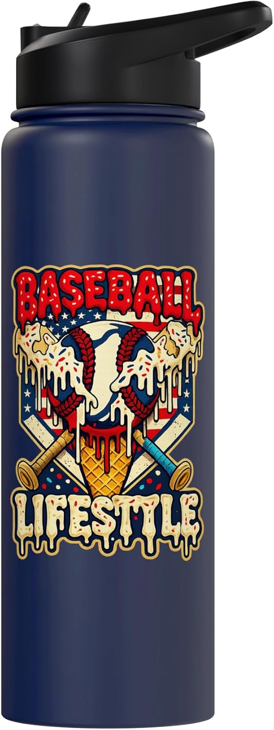 Botella de agua acero inoxidable aislada para niños estilo béisbol