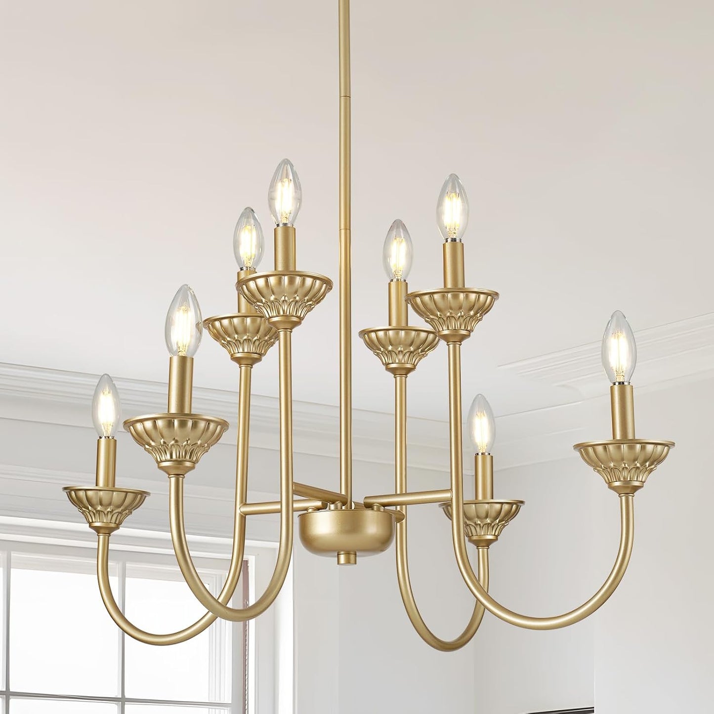 Candelabro dorado 8 luces colgante para comedor