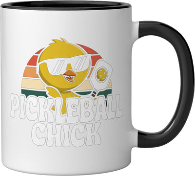 Taza de cerámica para mujer amante del pickleball negro/blanco