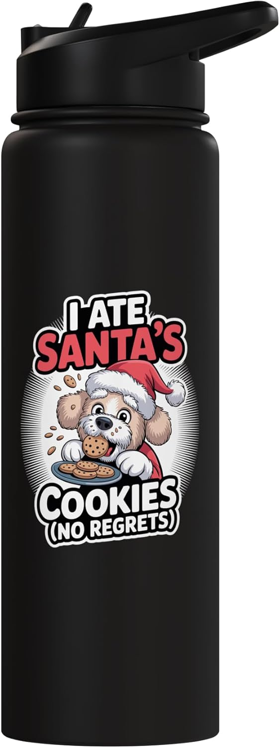 Botella de agua acero inoxidable aislada para perro navideño