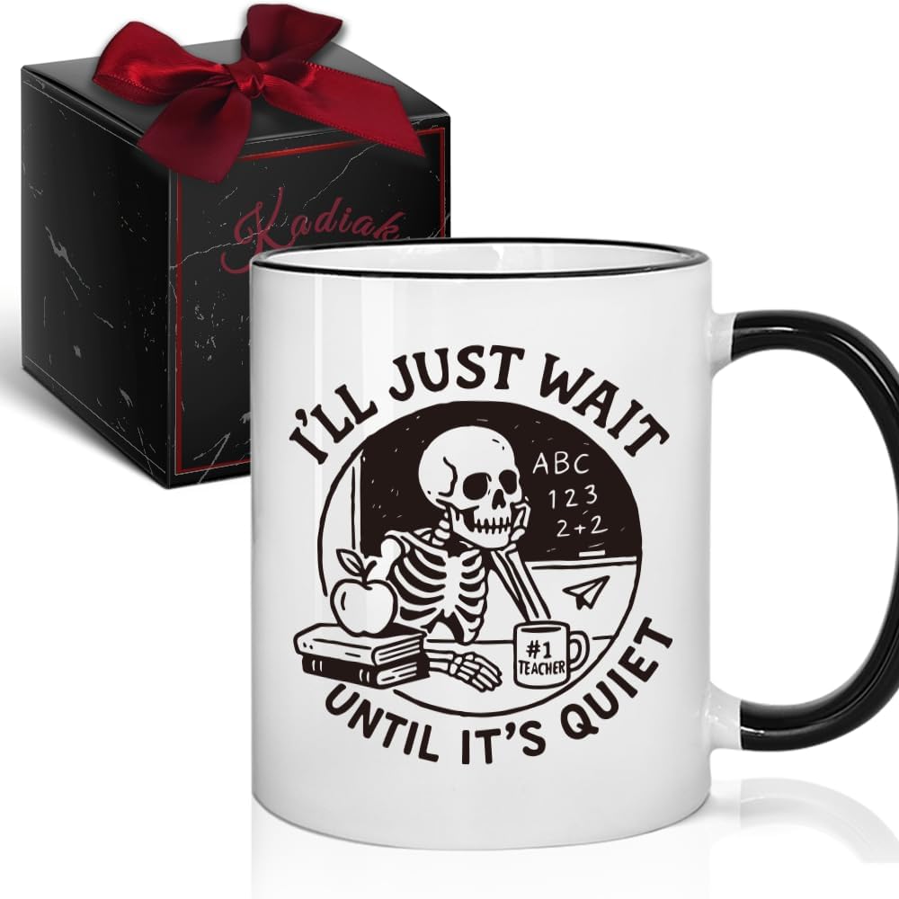 Regalos divertidos para profesores con texto en inglés I Just Wait Until It's Quiet Coffee