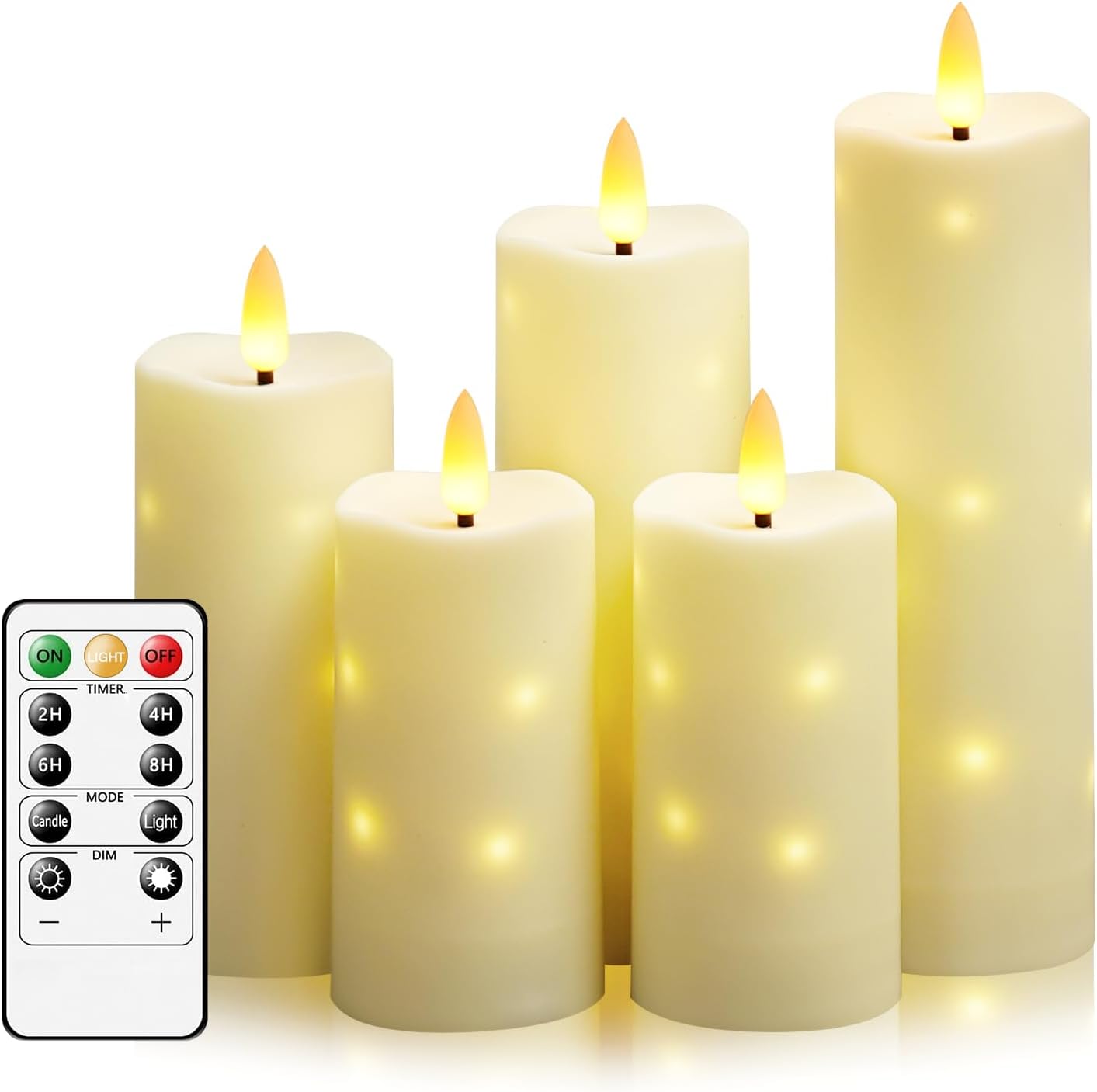 Velas LED parpadeantes con cuerda estrella exteriores