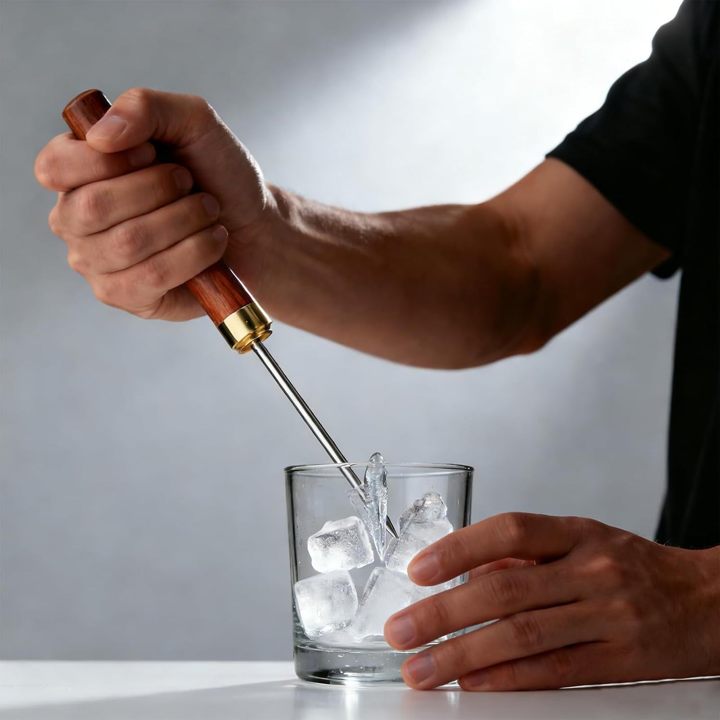Palillo hielo mango madera acero inox 8.7pulg bar cocina