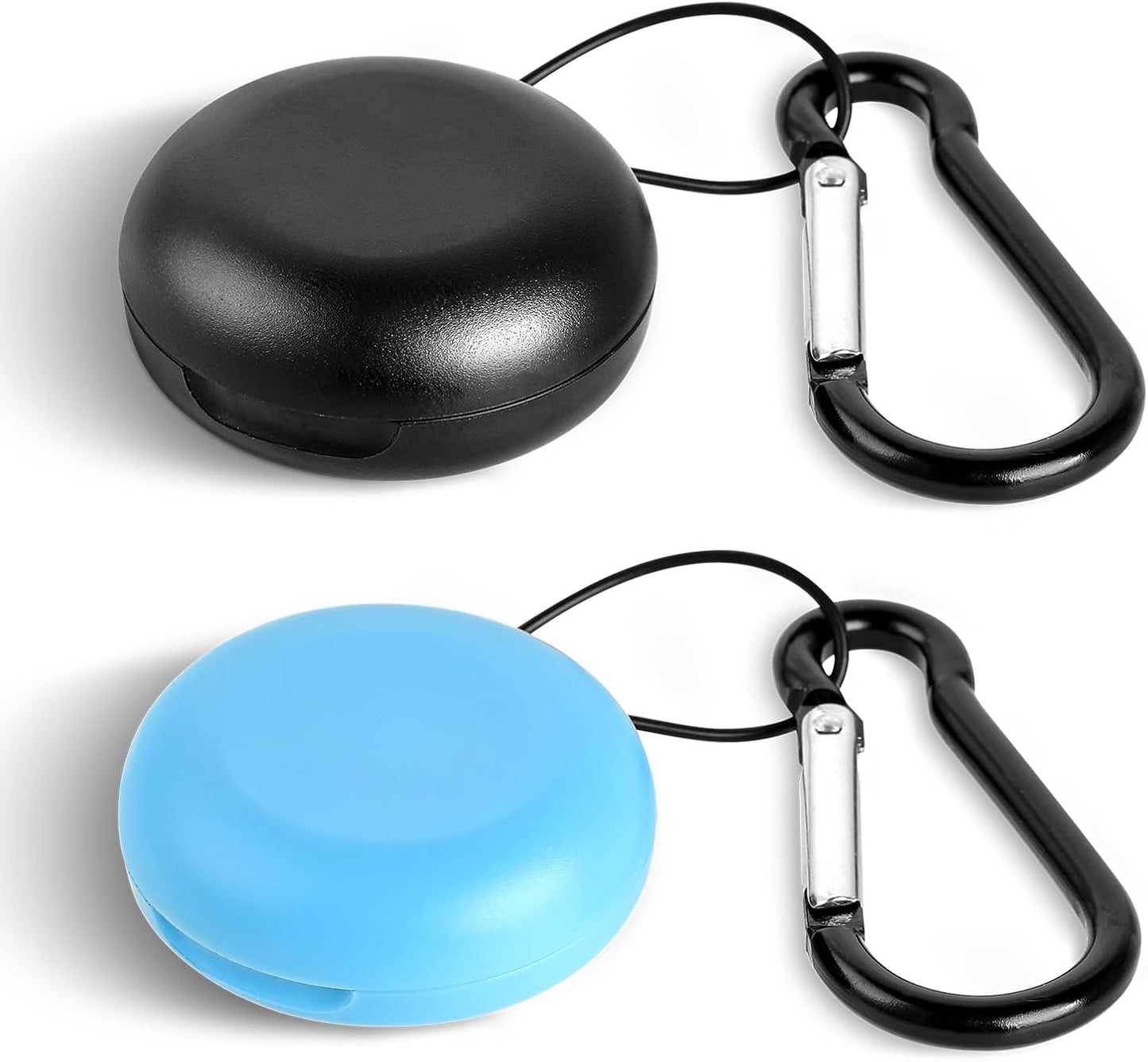 Fundas tapones oídos plástico ABS llavero viaje negro azul