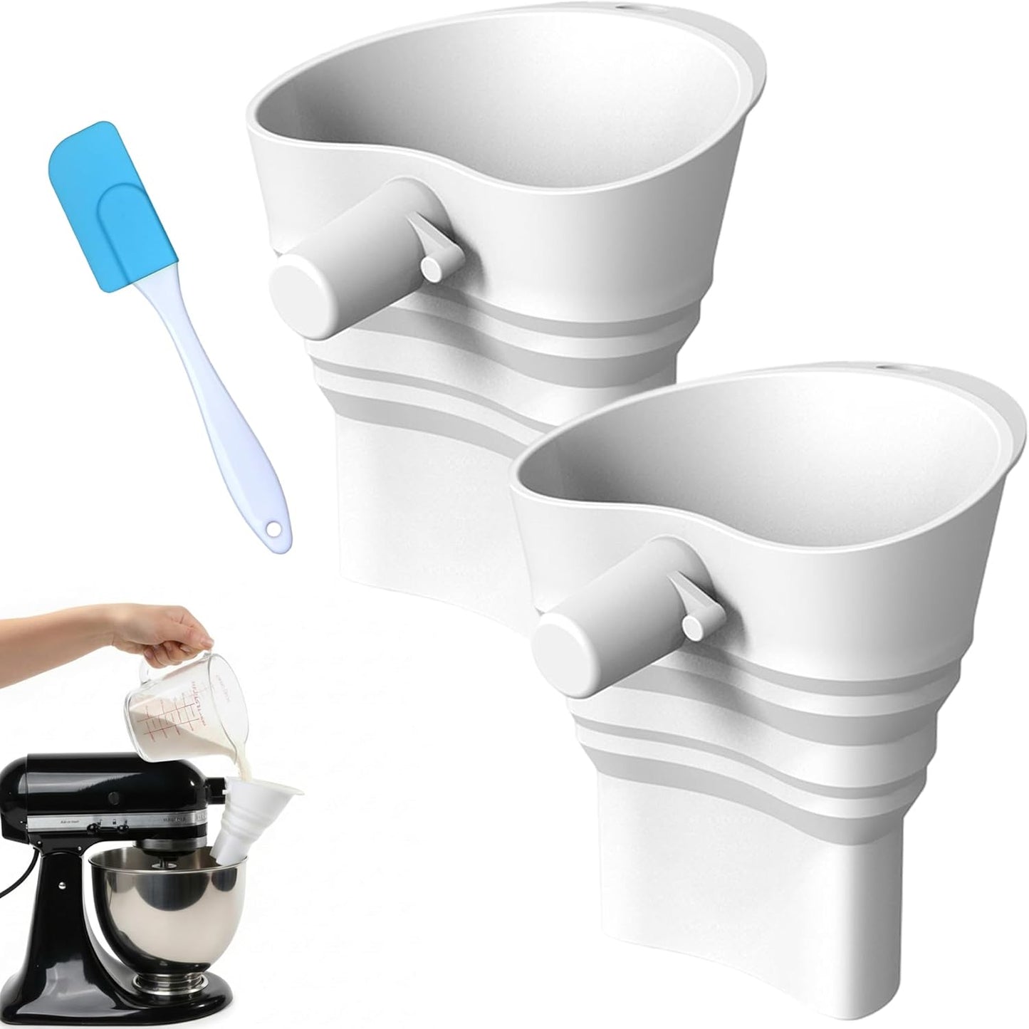 Embudo de harina de silicona para mezclador de cocina con espátula