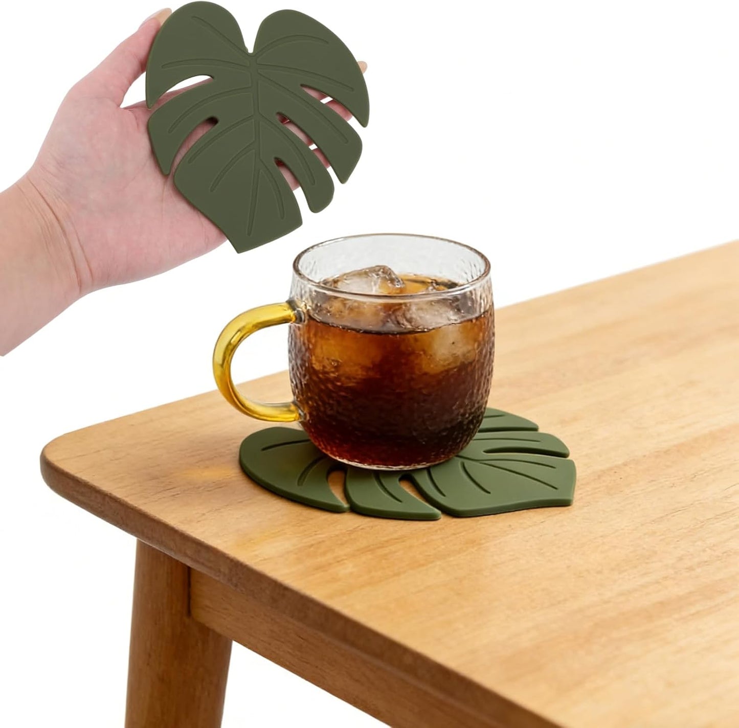 2 Pzas Posavasos Silicona Hojas Monstera 3D