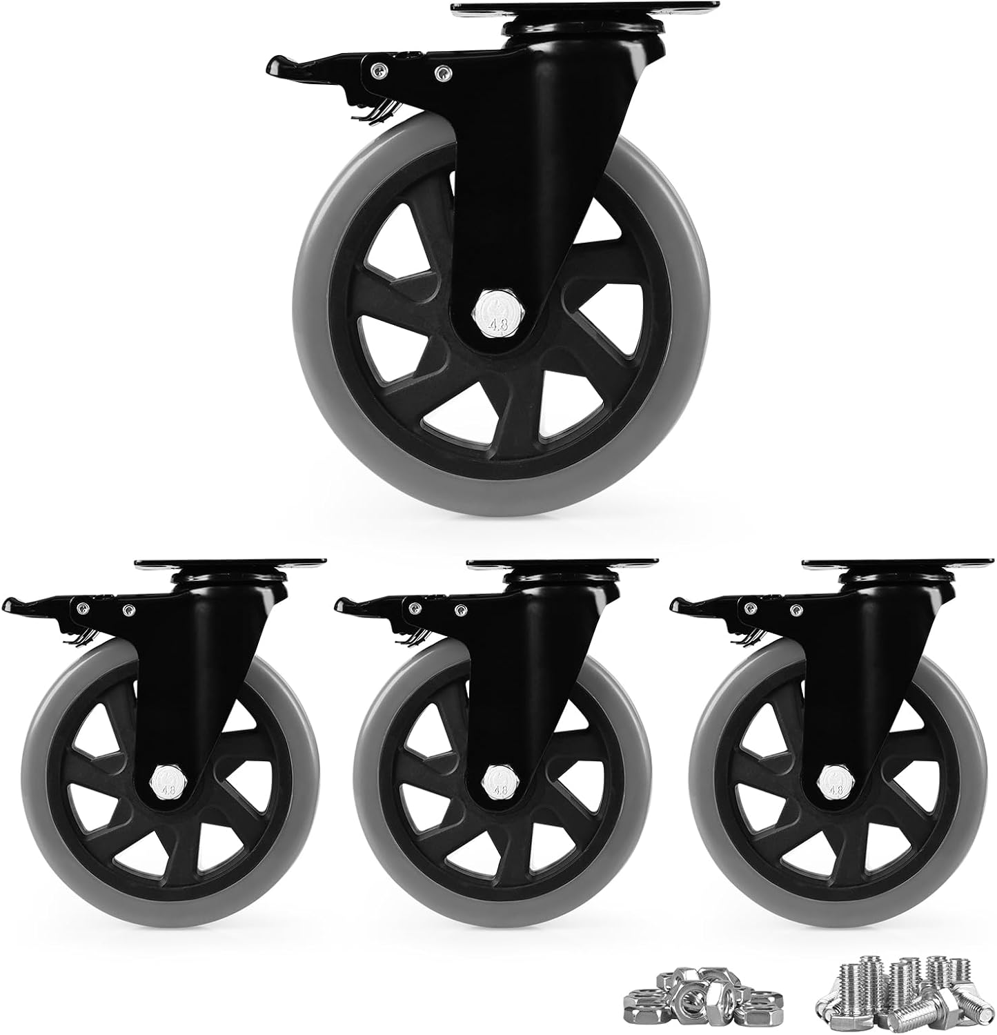 Juego 4 Ruedas Giratorias 6pulg Bloqueo para Carrito Muebles