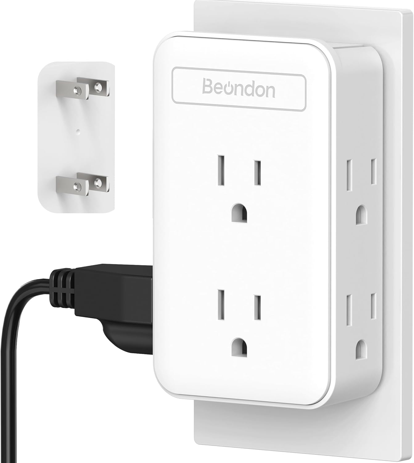 Adaptador 2 clavijas a 3 con 6 salidas CA para tomas sin tierra
