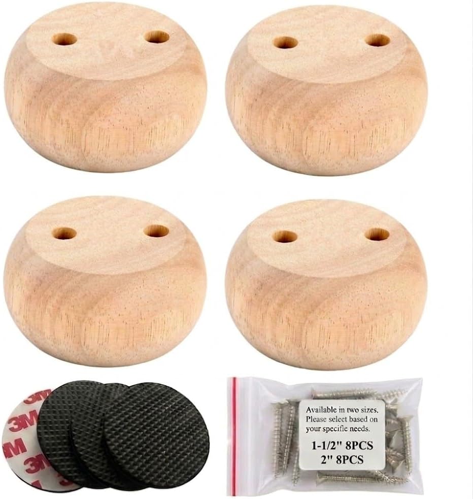 Patas mueble madera dura 2pulg set 4 redondas