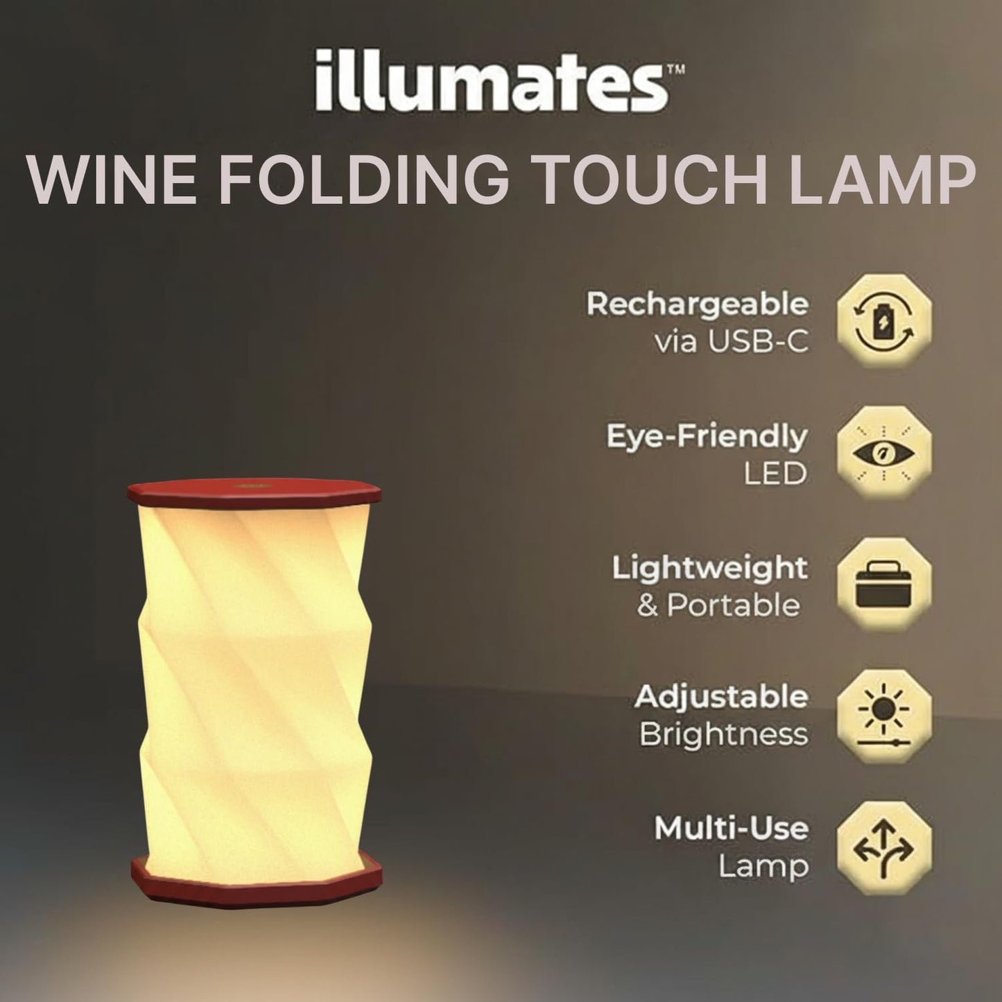 Lámpara LED escritorio plegable USB recargable tactil regulable