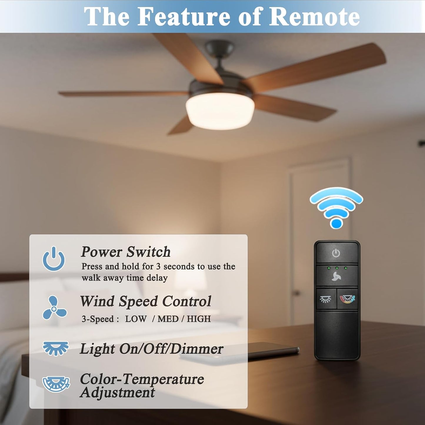Control remoto ventilador techo 3 vel. atenuador luz Hampton Bay