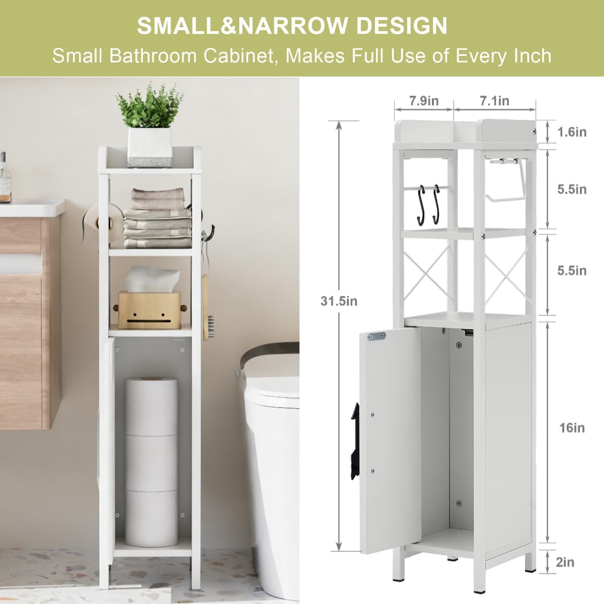 Armario baño pequeño 2 estantes puerta revestimiento impermeable