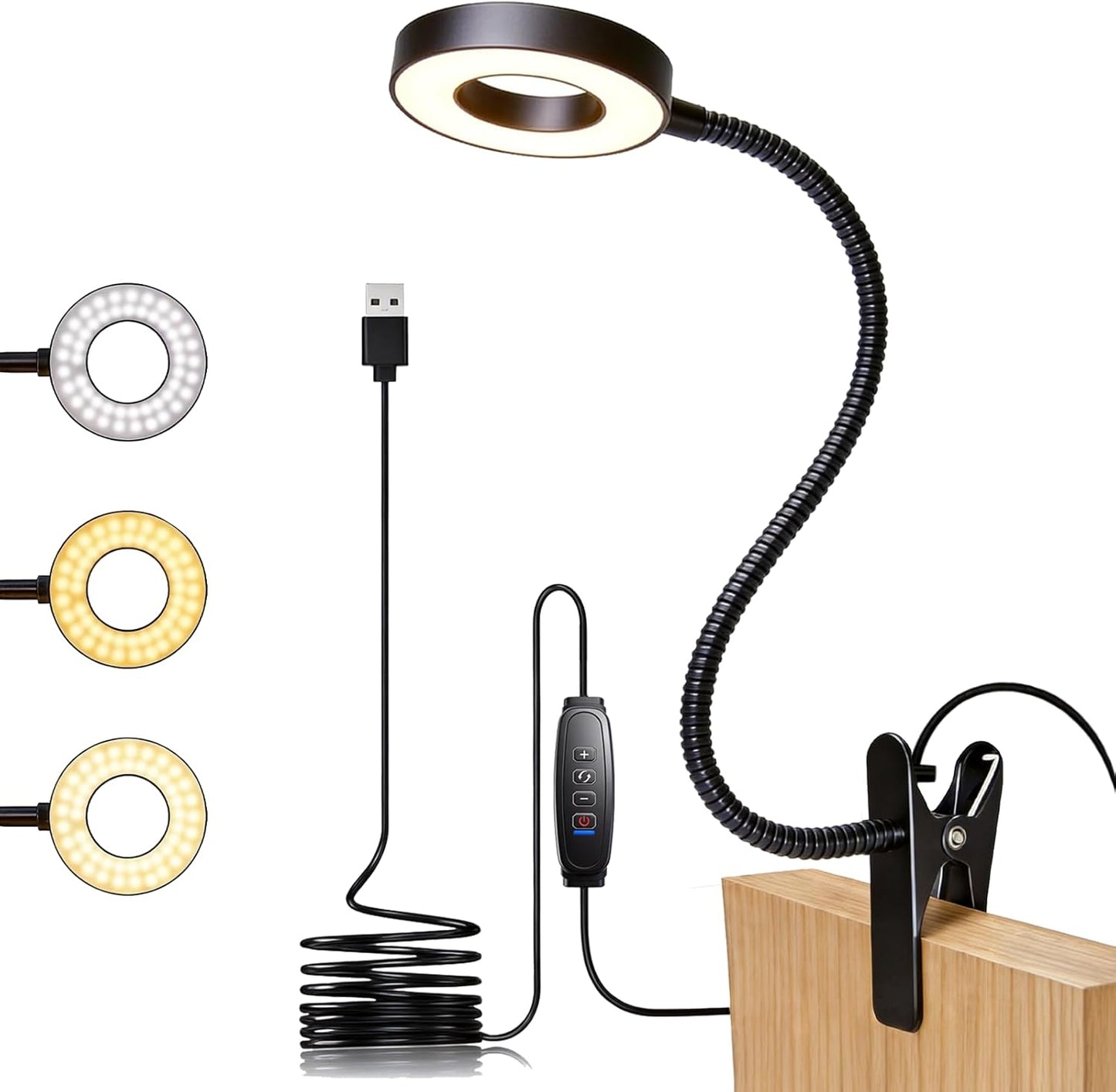Luz USB cabecera con clip 30 modos aluminio