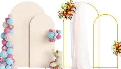 2 Soportes Arco Metal para Telón Chiara 7.2x6ft Beige