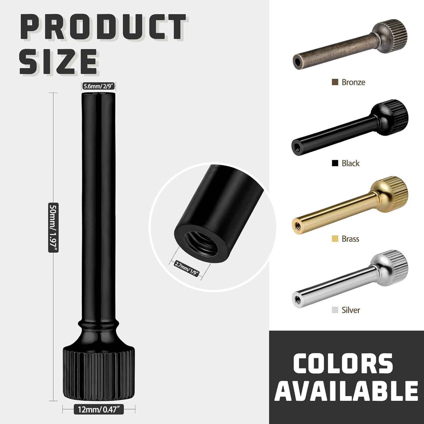 Pomo interruptor enchufe lámpara color negro 1.969pulg