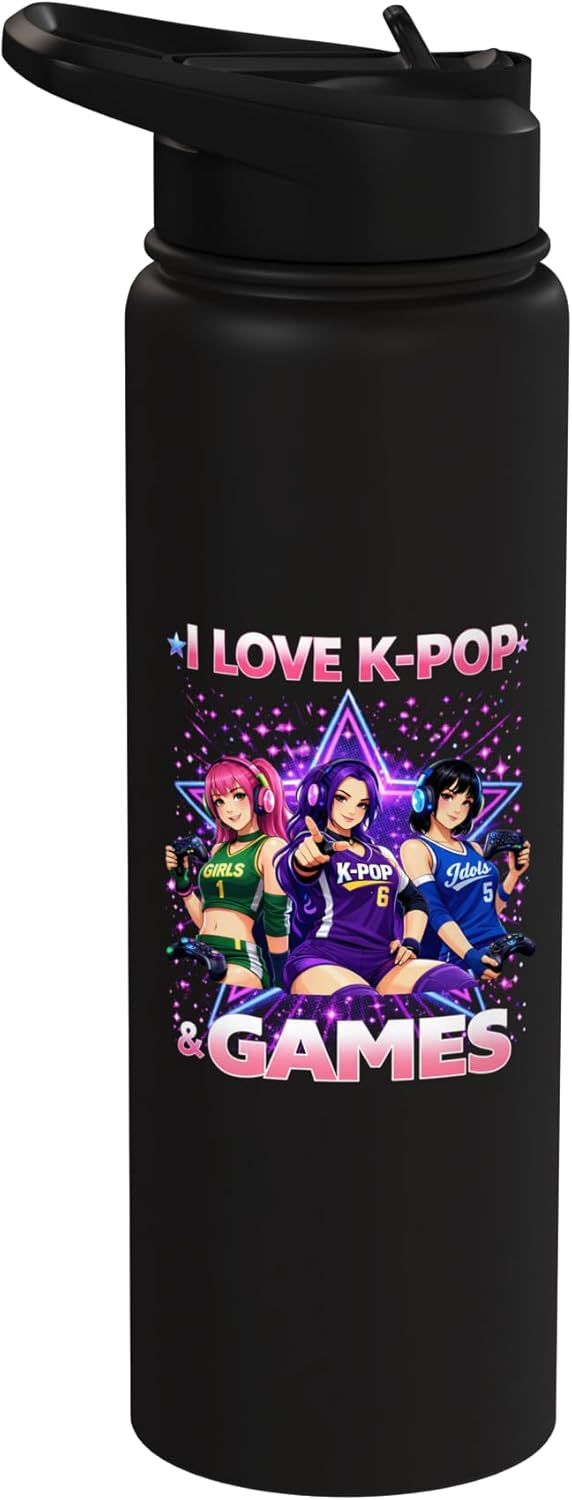 Botella de agua aislada con música pop coreana para niñas y mujeres