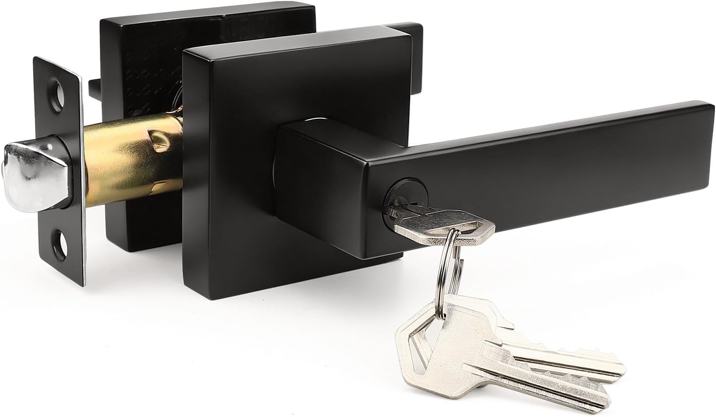 Palancas puerta entrada negro mate cerradura con llaves