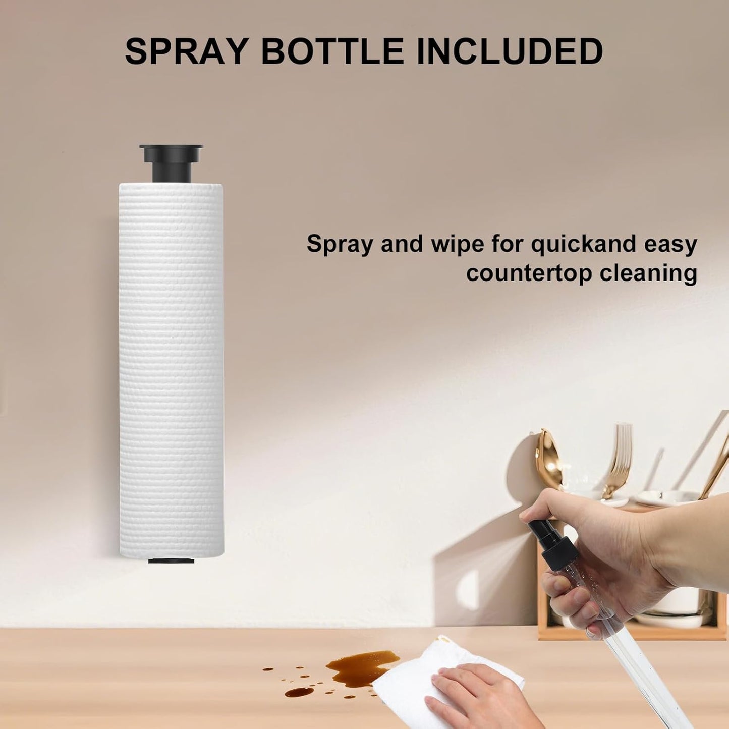 Soporte vertical para toallas de papel 2 en 1 con adhesivo para cocina, refrigerador