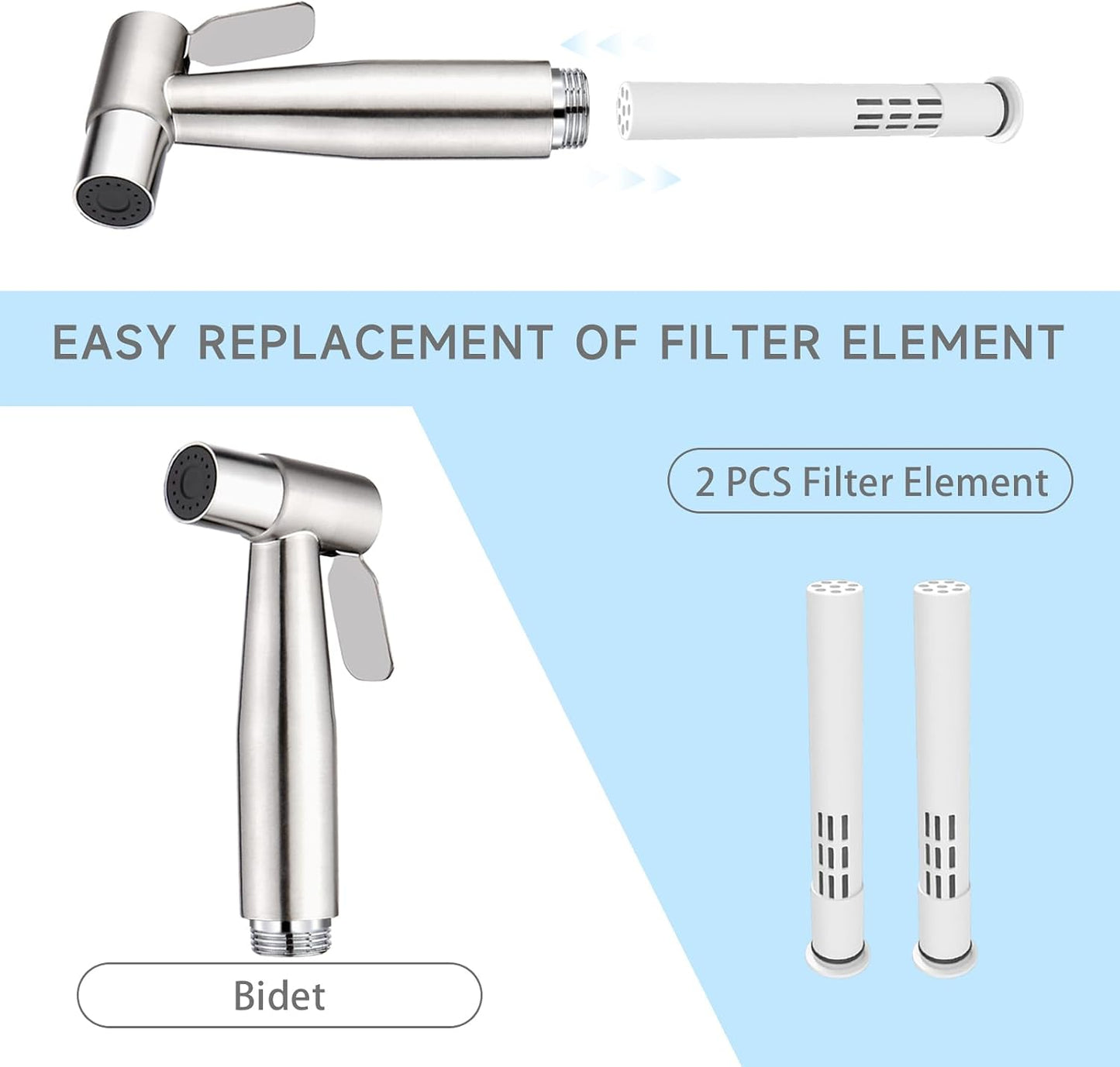 Pulverizador bidé mano acero inox con filtro