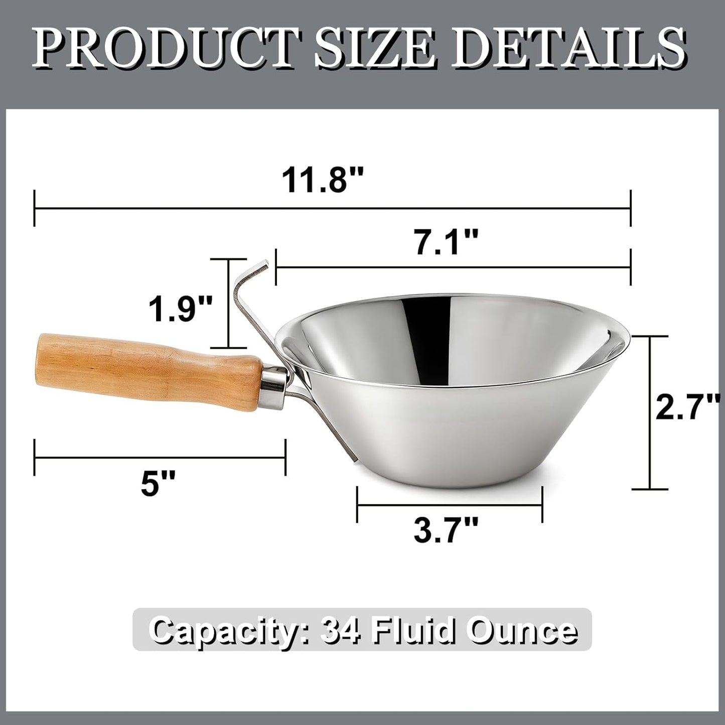 Cuchara acero inox mango madera para cemento y estuco