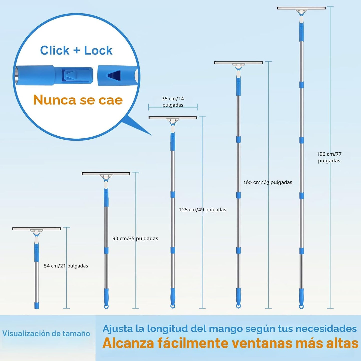 Herramienta limpieza ventanas 77pulg poste extensión kit coche