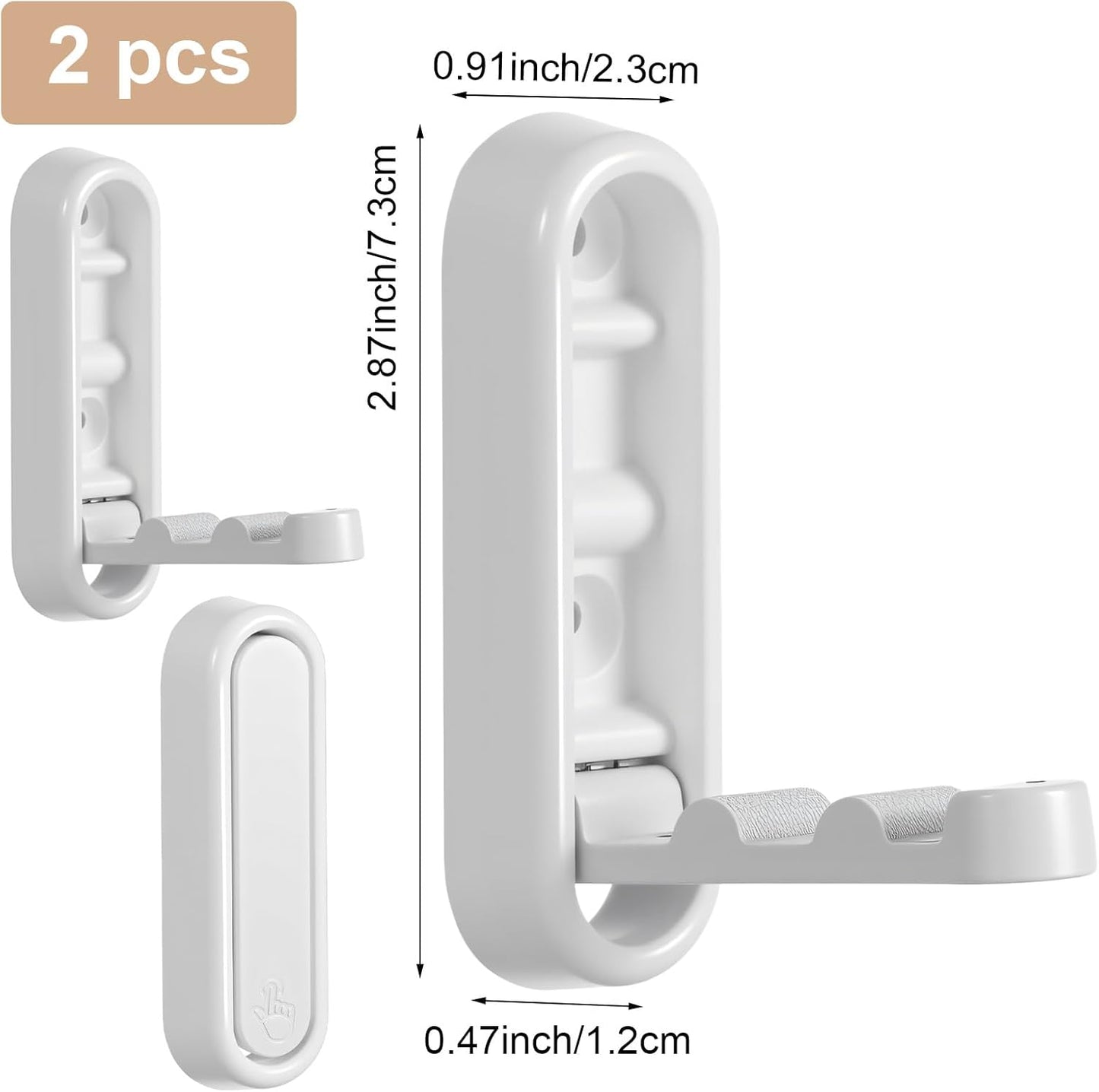2 Ganchos Plegables Resistentes para Colgar Blanco
