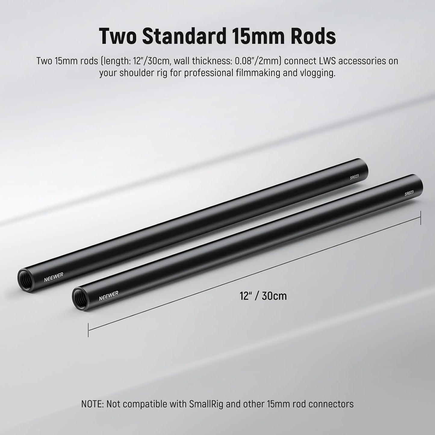 Varilla extensible aluminio 0.591pulg paquete 2 para riel LWS
