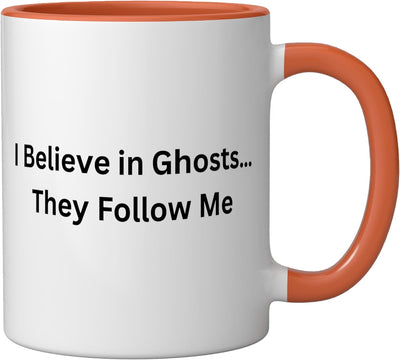 Taza cerámica Paranormal Believe Pulgada Ghosts They Follow Me naranja/blanca