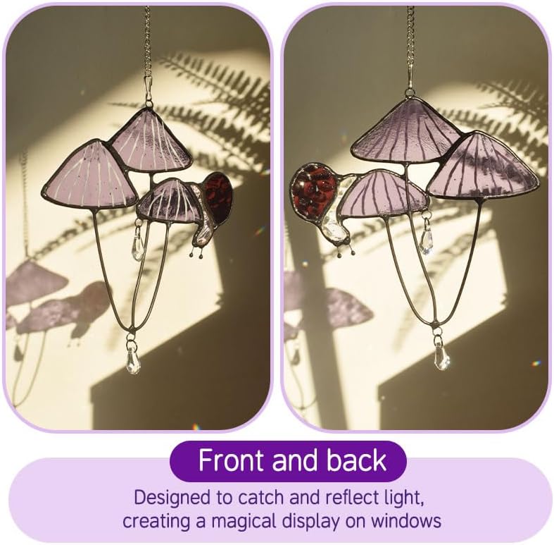 Setas colgantes vitrales moradas decoración hogar